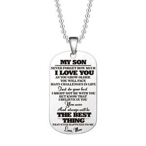 Stainless Steel Tag Necklace "From Parent to Child Love" (Son/Mom) ~ NEW!!!